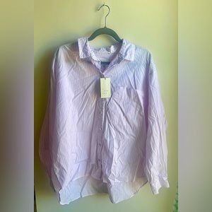 Button down lavender/pink and white striped blouse from target with tags